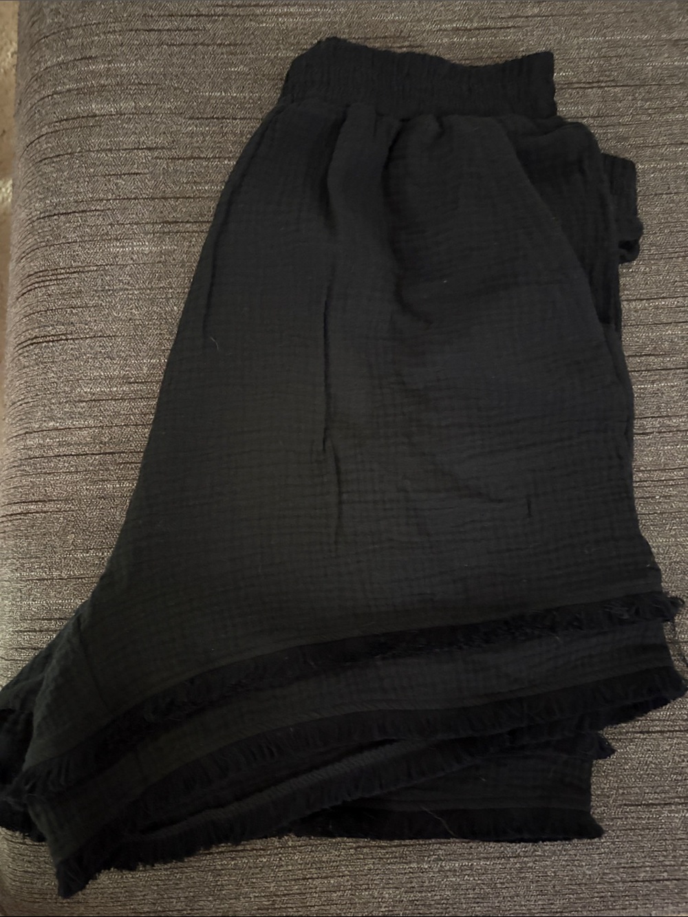 Cynthia Rowley Black Ruffle-Trim Lightweight Shorts